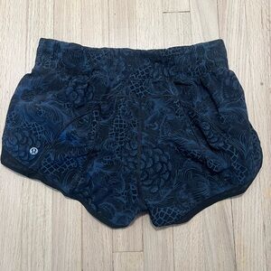 Blue pattern lululemon running shorts